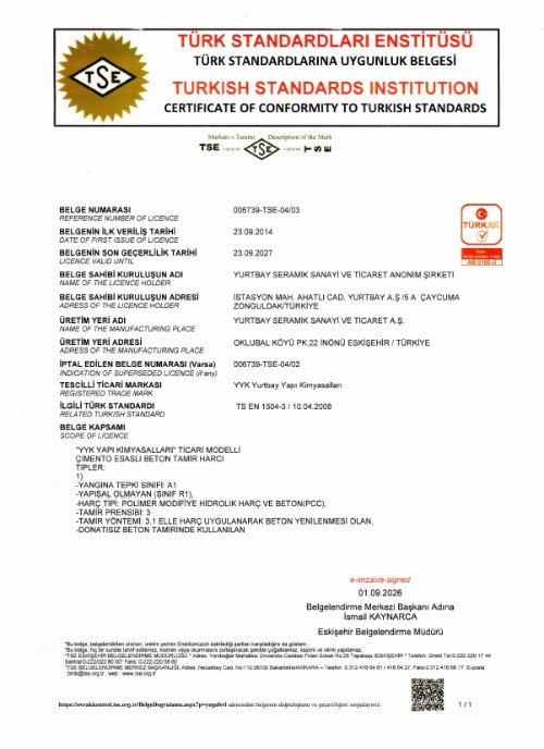 TS EN 1504-3 Tamir Harcı 2026